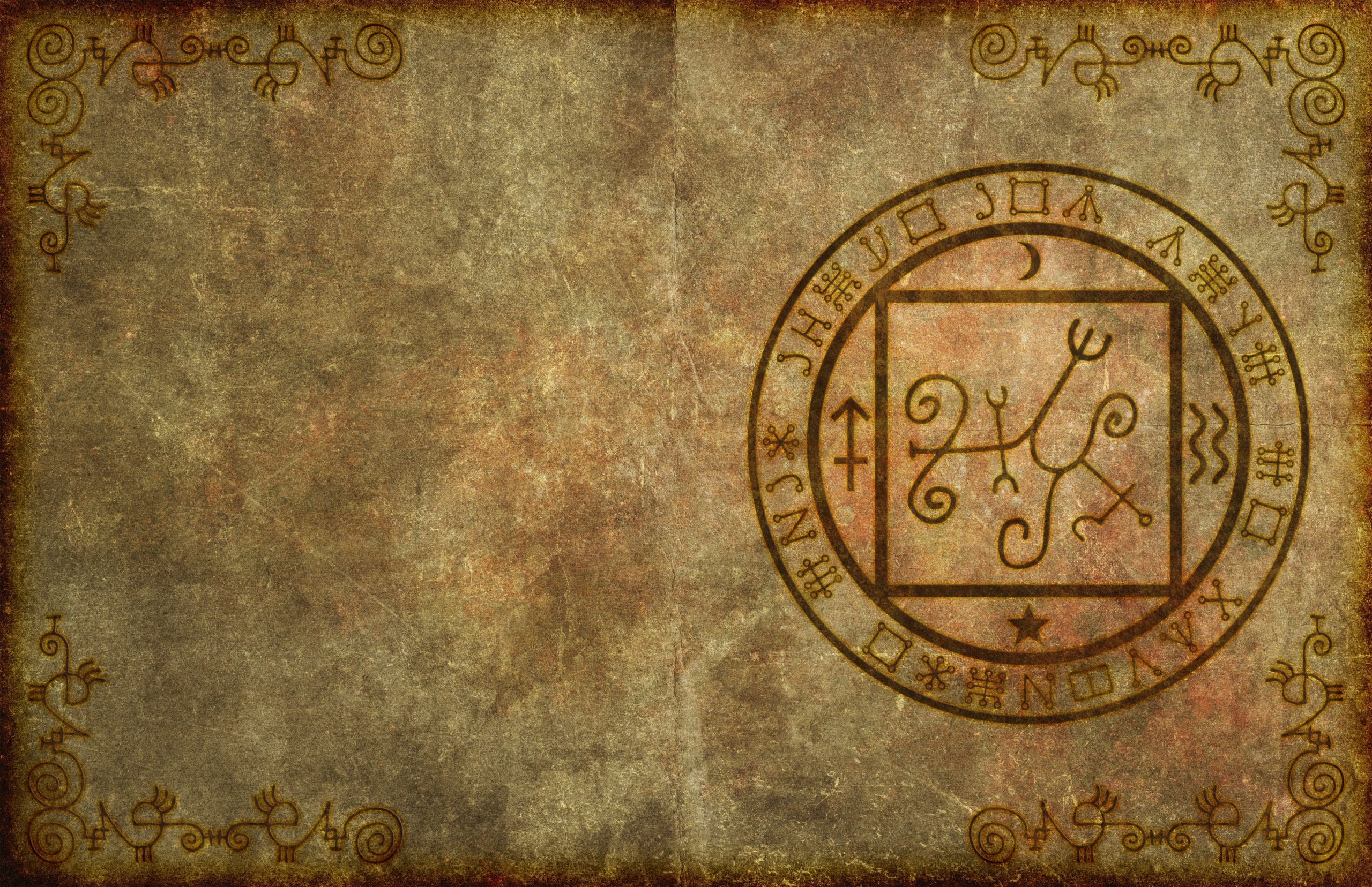 ancient magical page background with mystical symbols